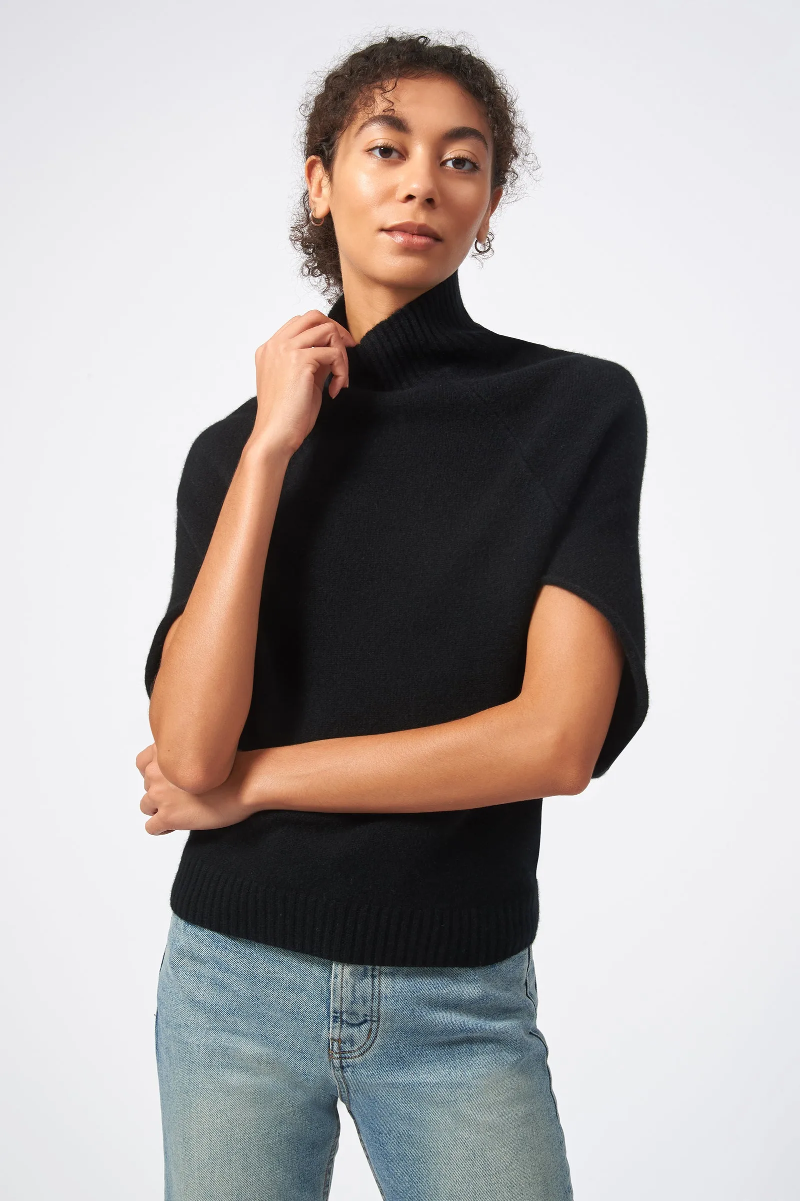 Cashmere Cape Sweater - Black
