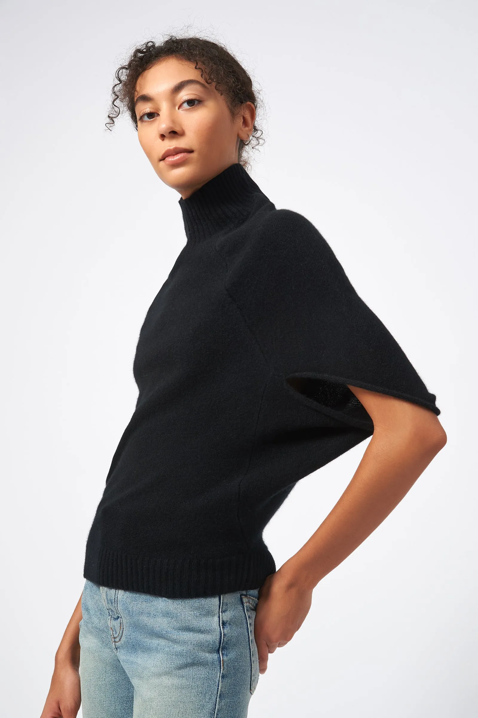 Cashmere Cape Sweater - Black