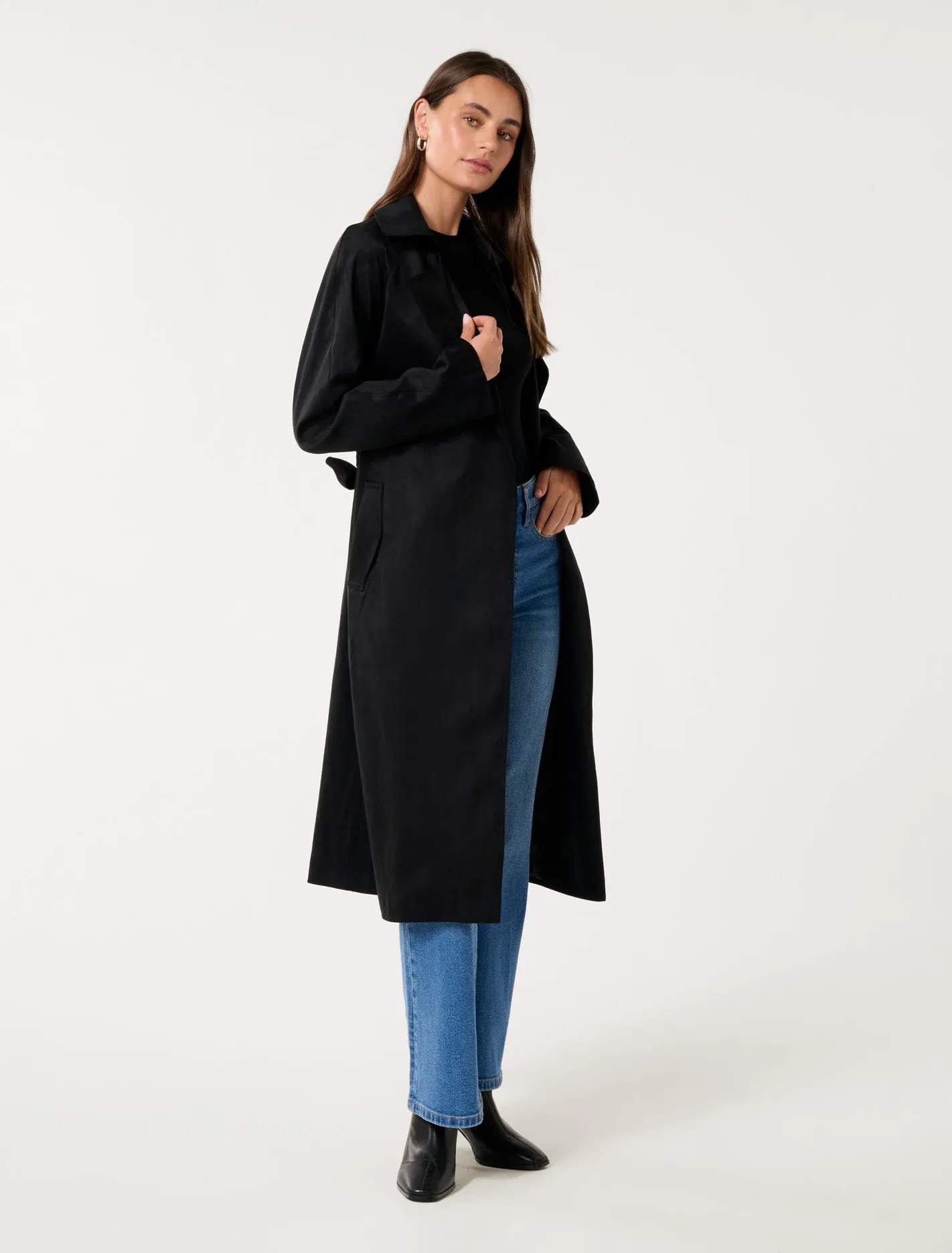 Cass Suede Trench Coat