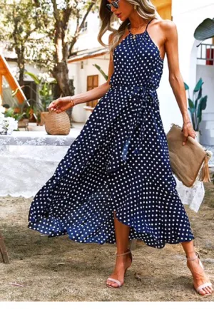 Champagne Brunch Polka Dot Maxi Dress