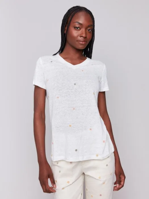 Charlie B Embridery Flower Tee