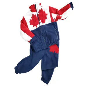 CHILD MAPLE LEAF PATCHWORK BOMBER JACKET SET NAVY