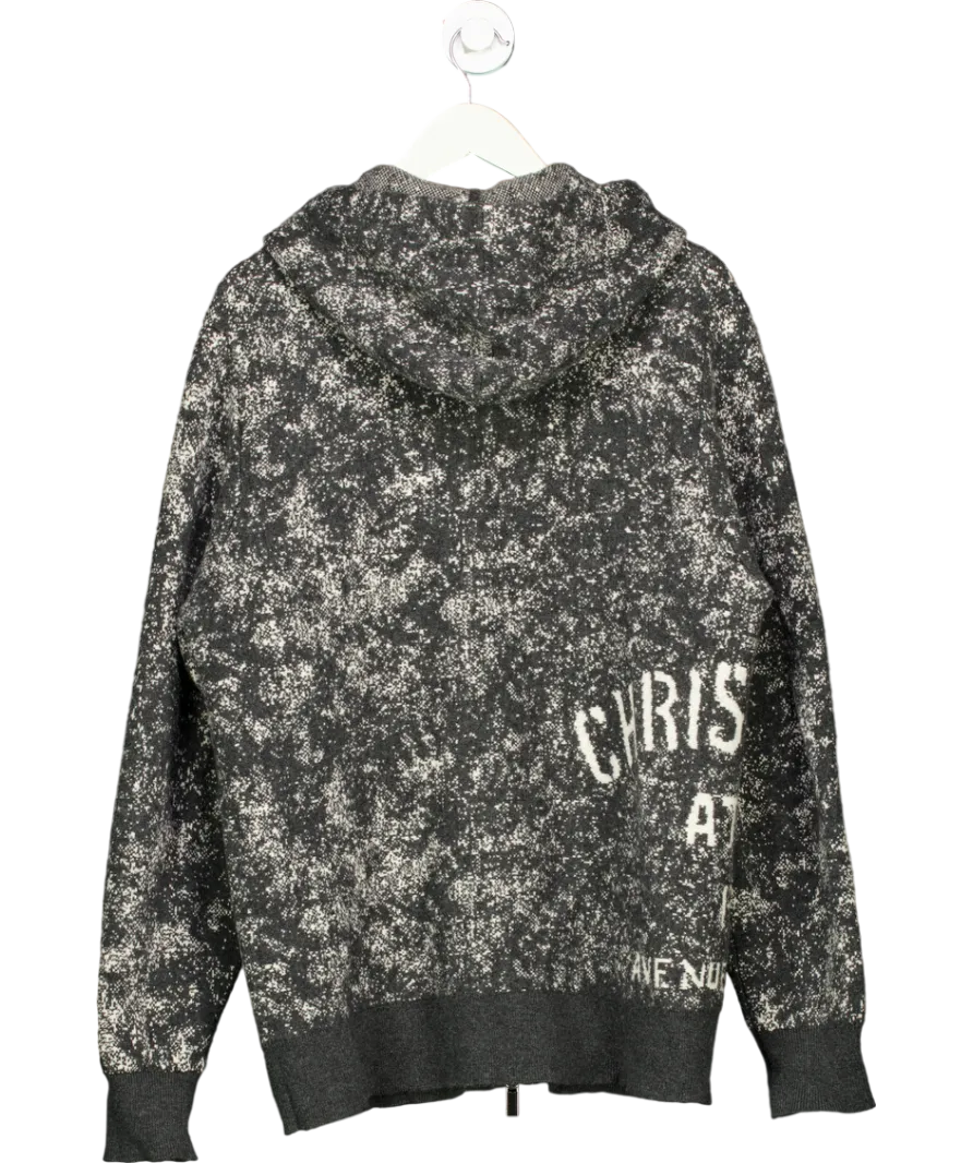 Christian Dior Grey vintage Atelier Noise Knit Zip Up Hoodie UK XL