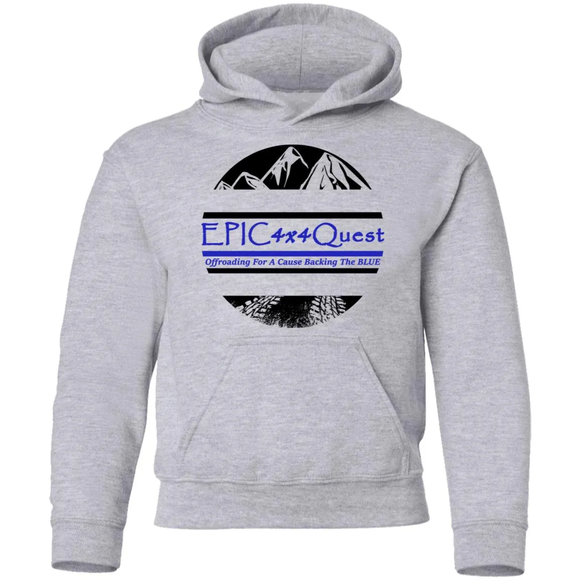 Circle EPIC Mountain Black and Blue G185B Youth Pullover Hoodie