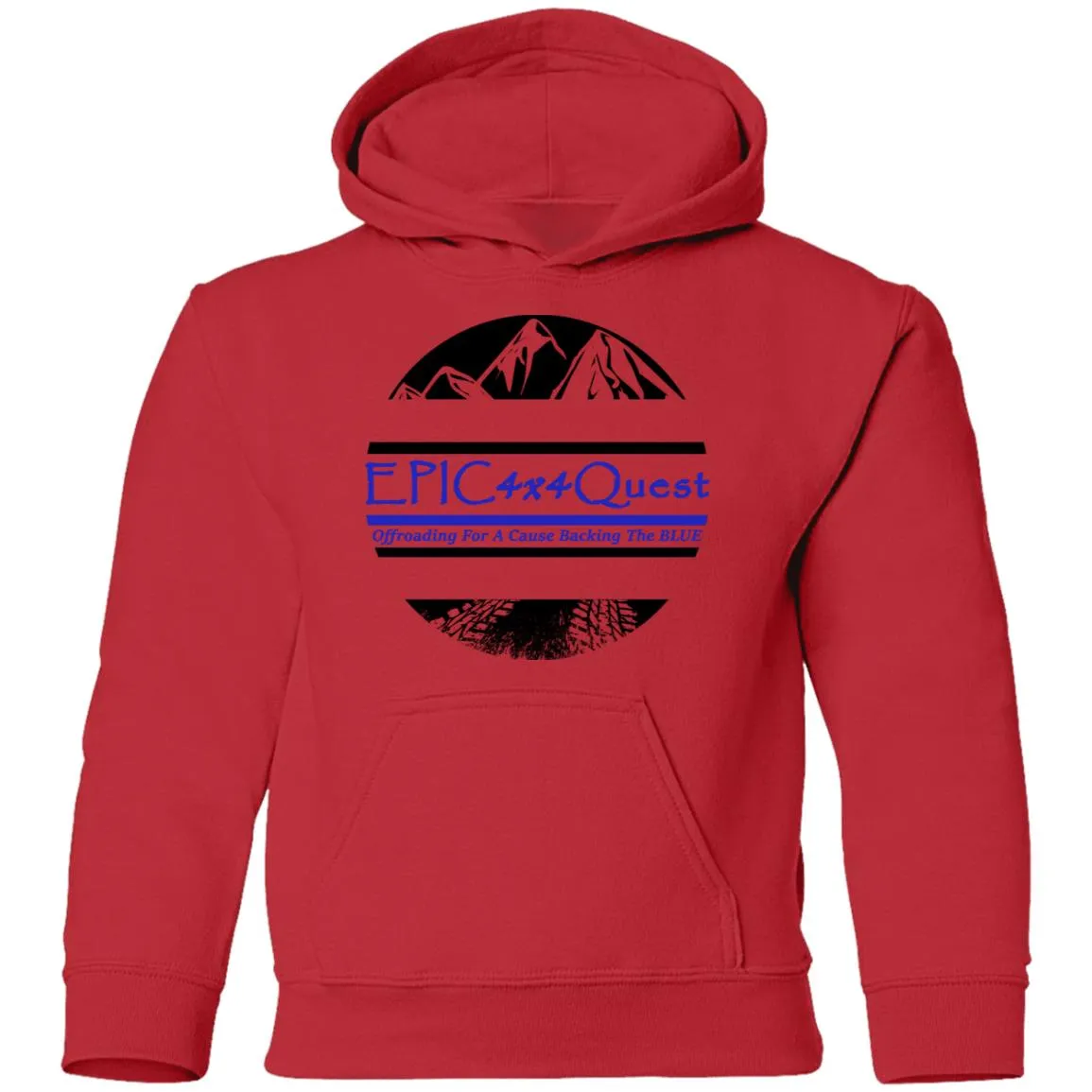 Circle EPIC Mountain Black and Blue G185B Youth Pullover Hoodie