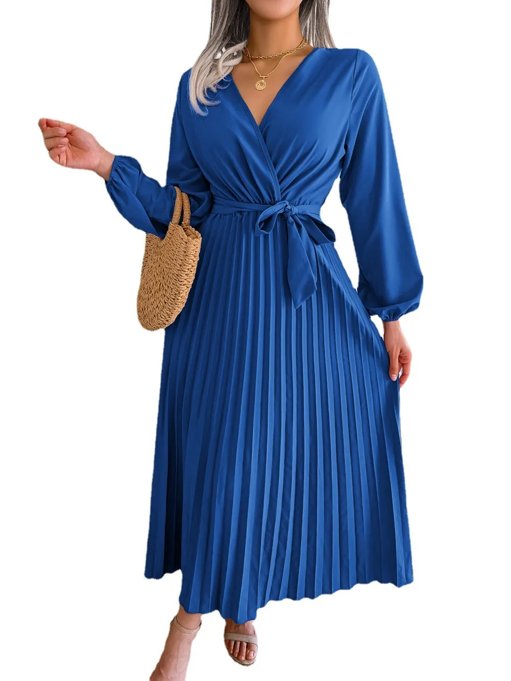 Classy V Neck Long Sleeves Midi Dresses
