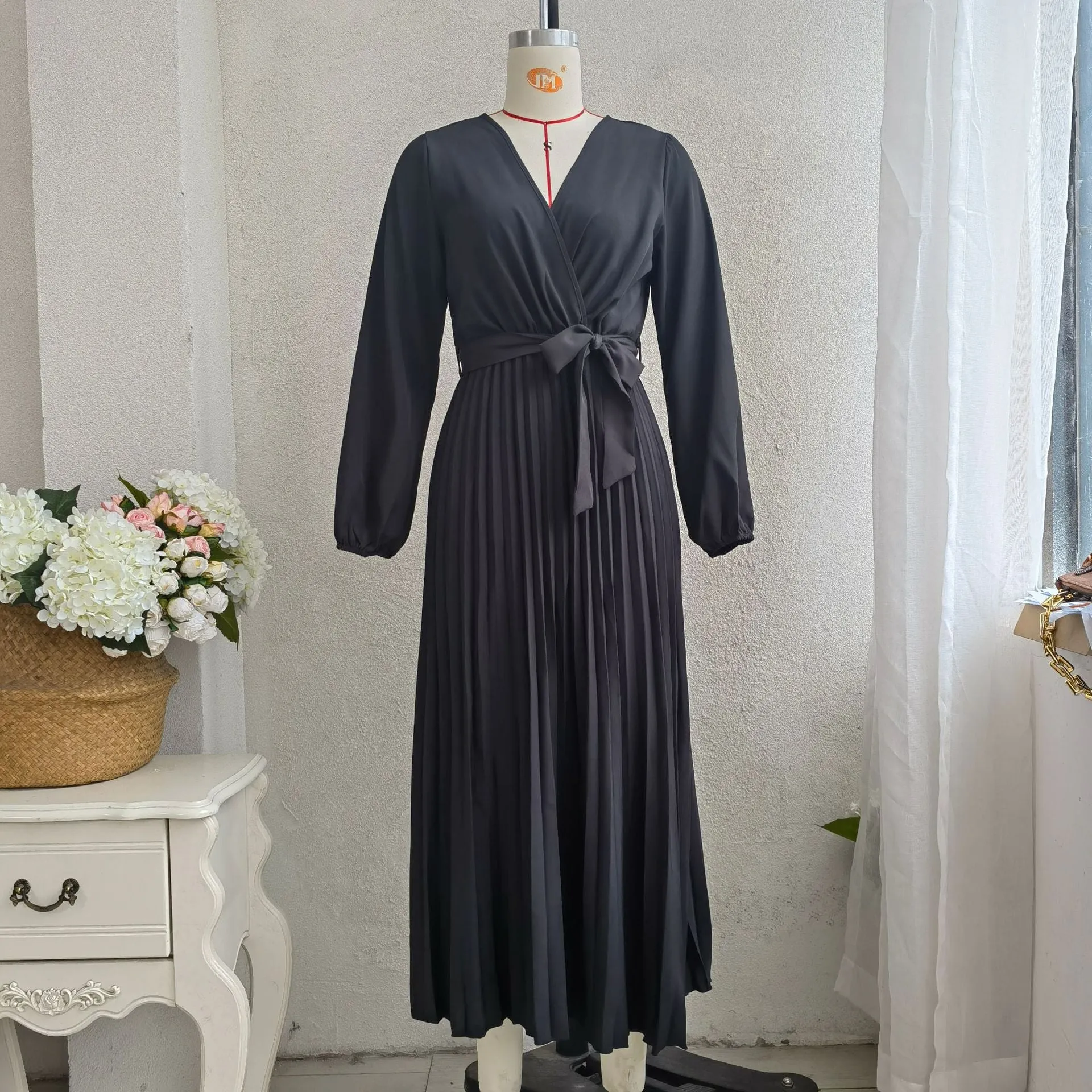Classy V Neck Long Sleeves Midi Dresses