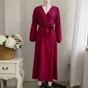 Classy V Neck Long Sleeves Midi Dresses