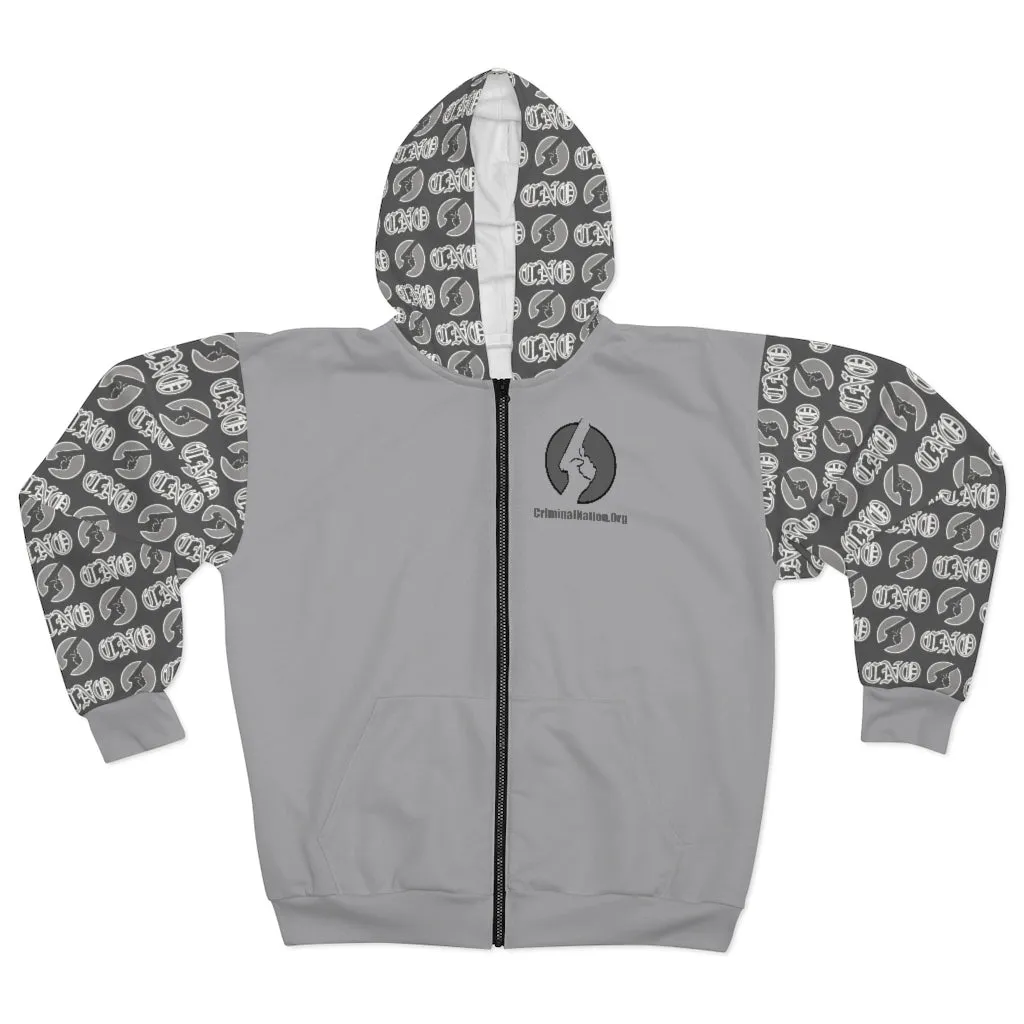 CNO Gray on Gray Zip Up Hoodie