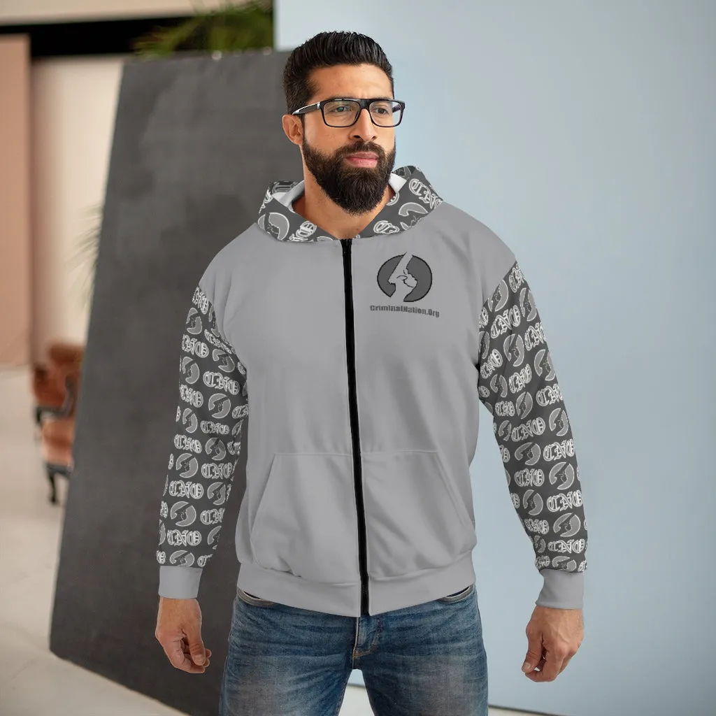 CNO Gray on Gray Zip Up Hoodie