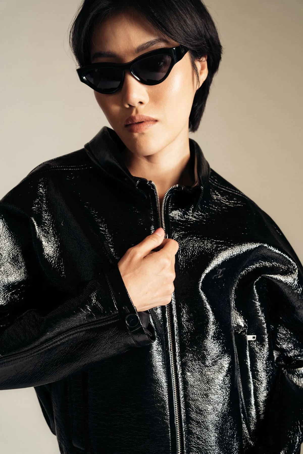 COURRÈGES | VINYL ZIPPED BOMBER JACKET