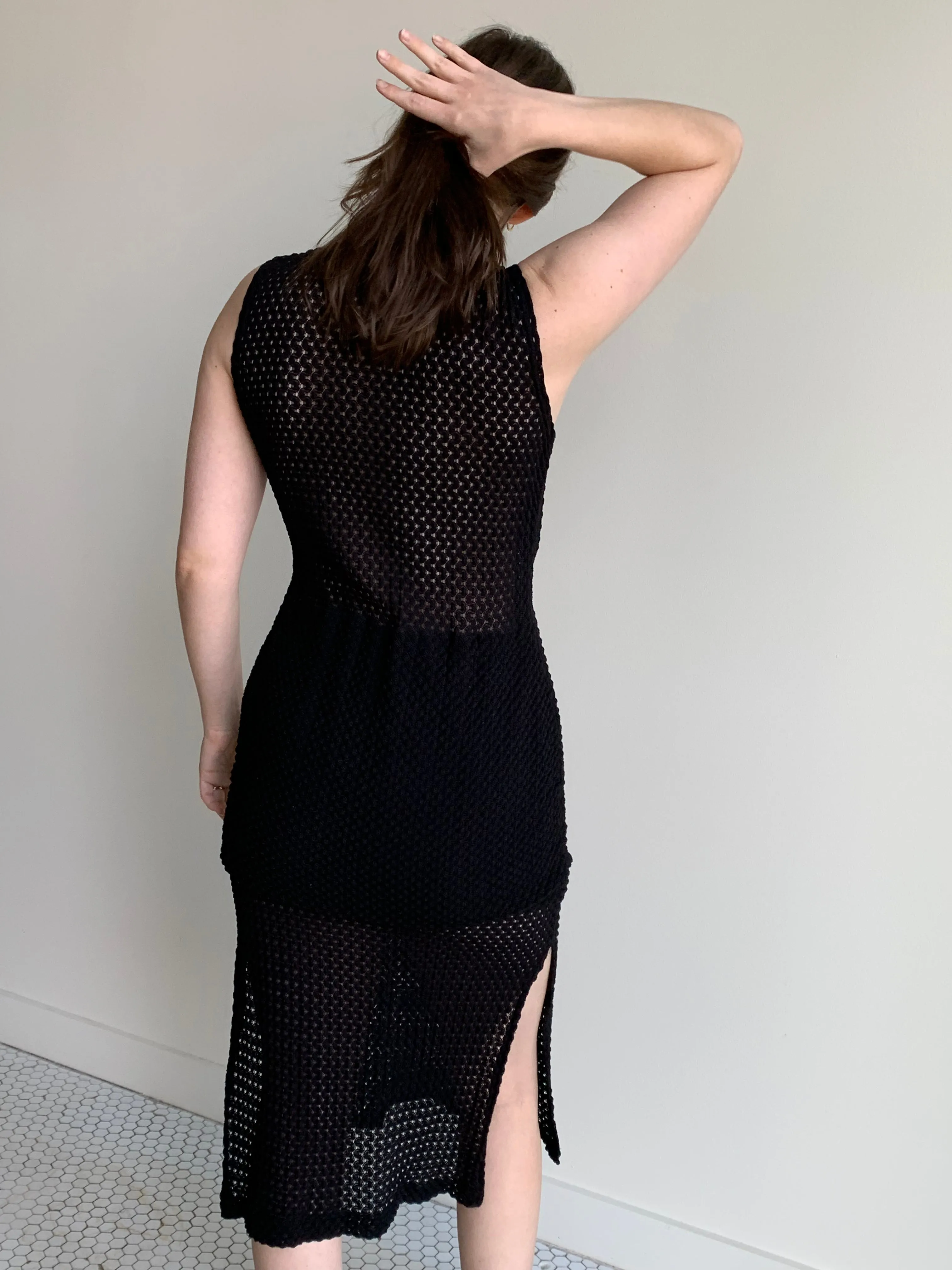 crochet stretch midi dress