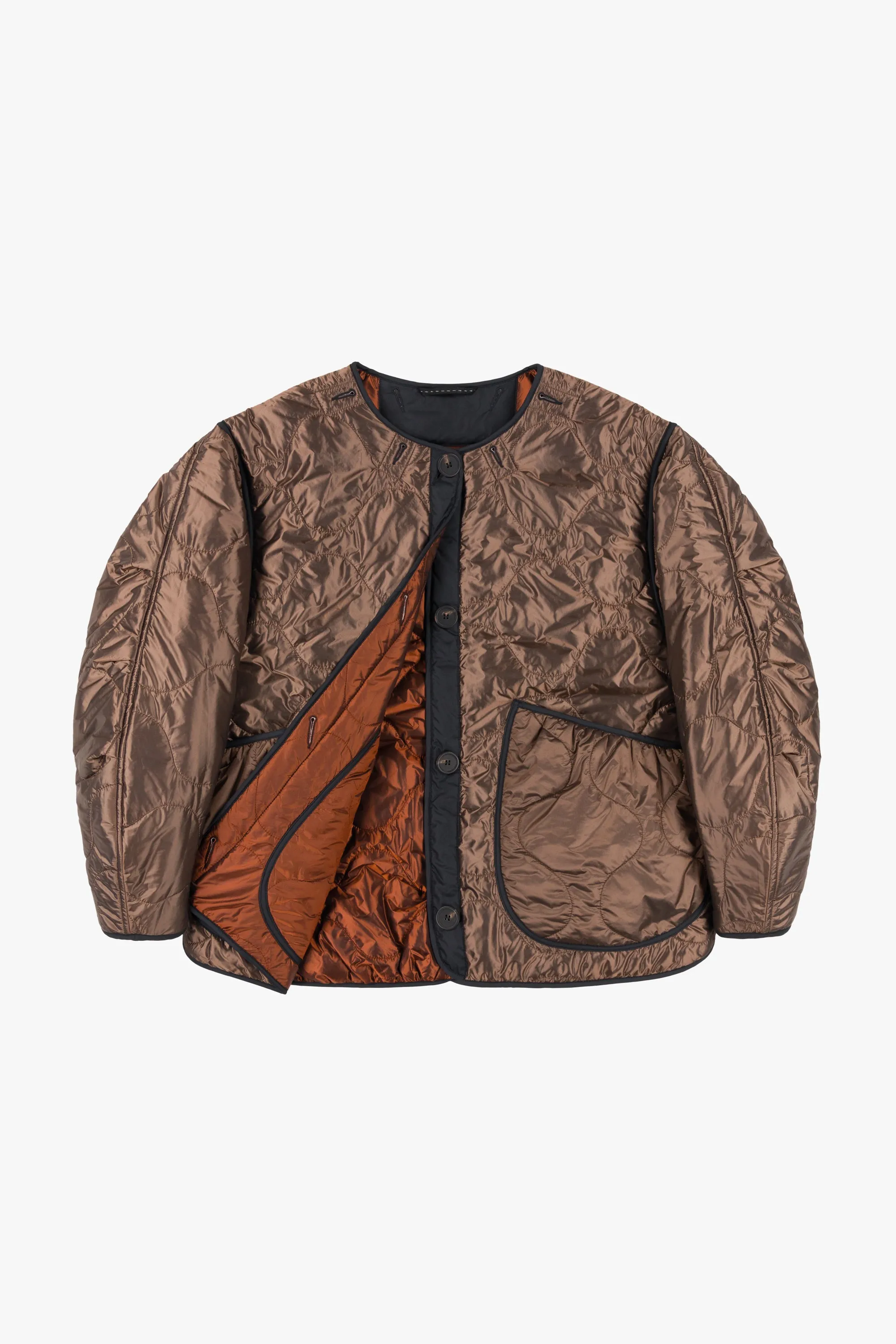 Cropped Quilt Jacket - Dark Umber / Amber