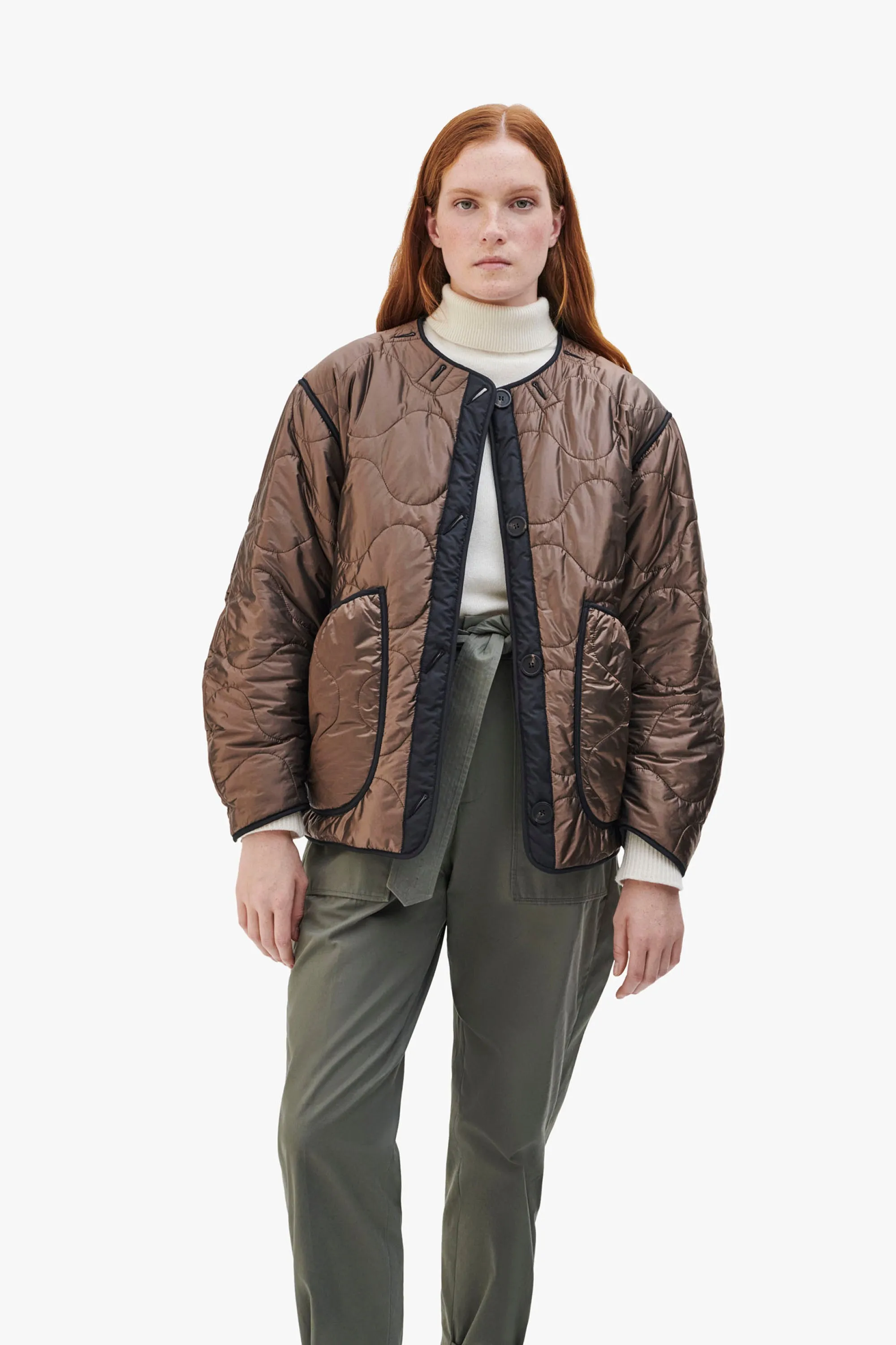 Cropped Quilt Jacket - Dark Umber / Amber