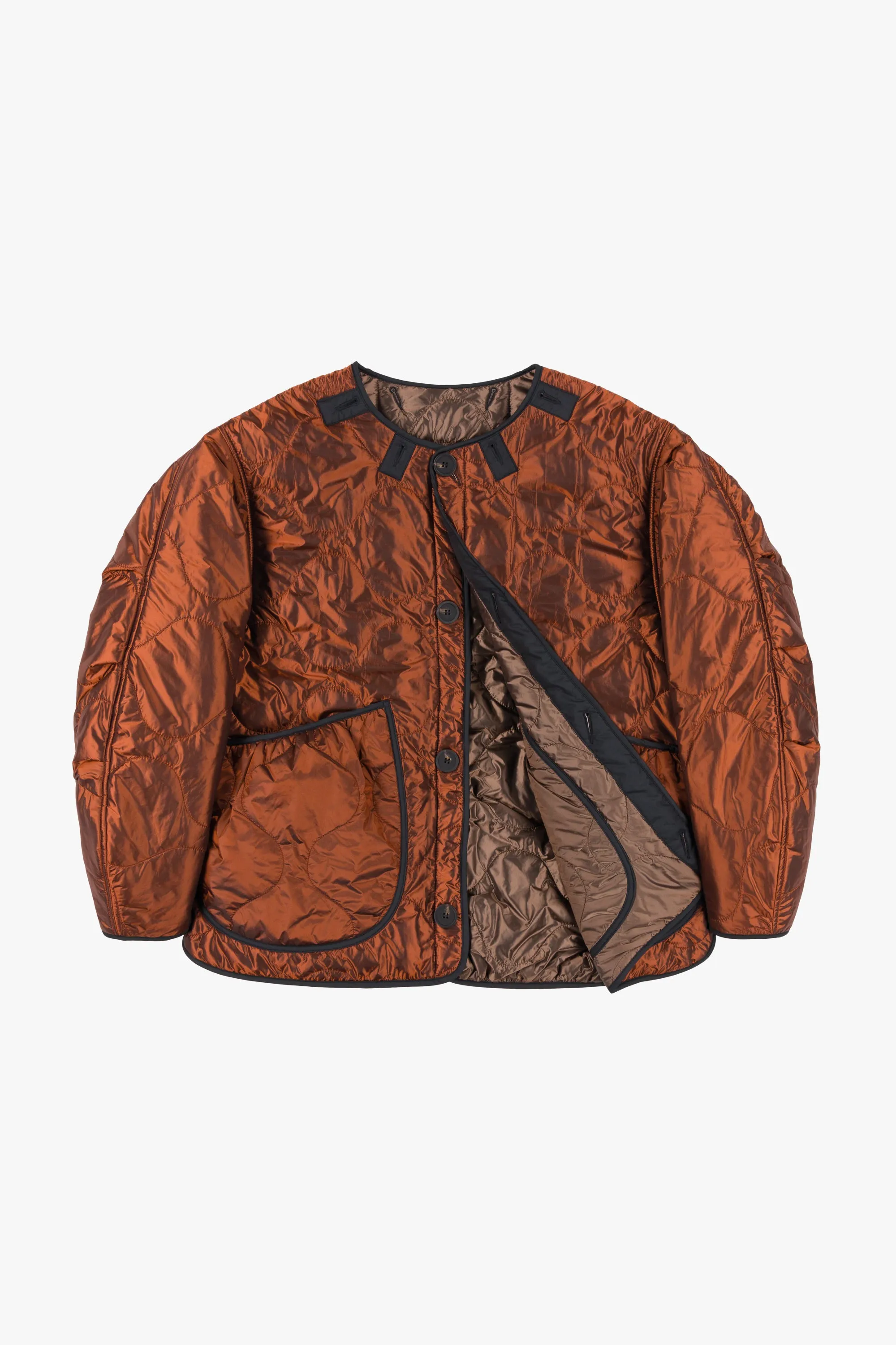 Cropped Quilt Jacket - Dark Umber / Amber