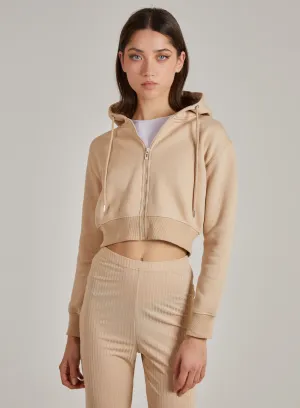 Cropped Zip Through Hoodie