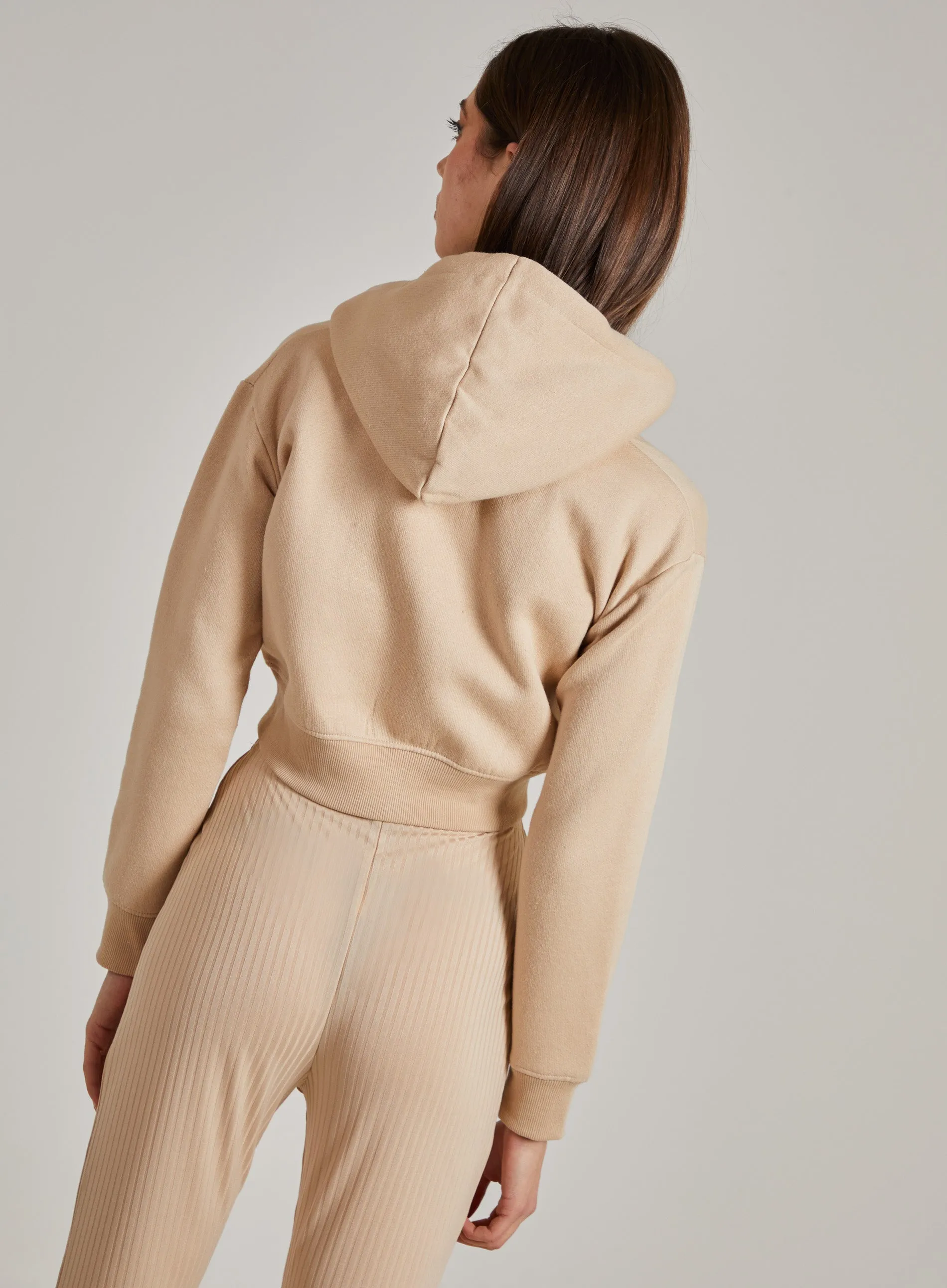 Cropped Zip Through Hoodie