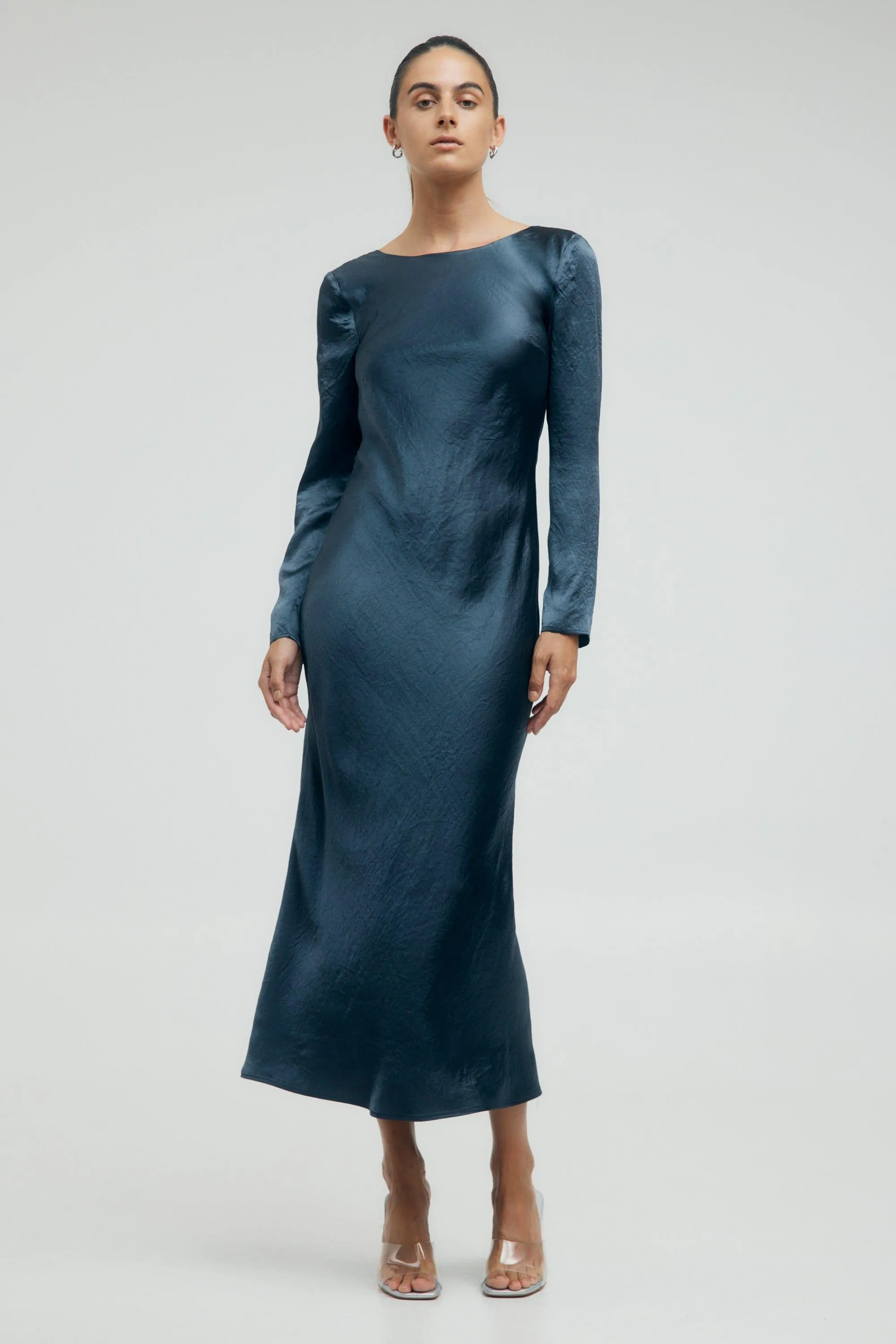CRUSH TIE BACK MAXI | GUN METAL
