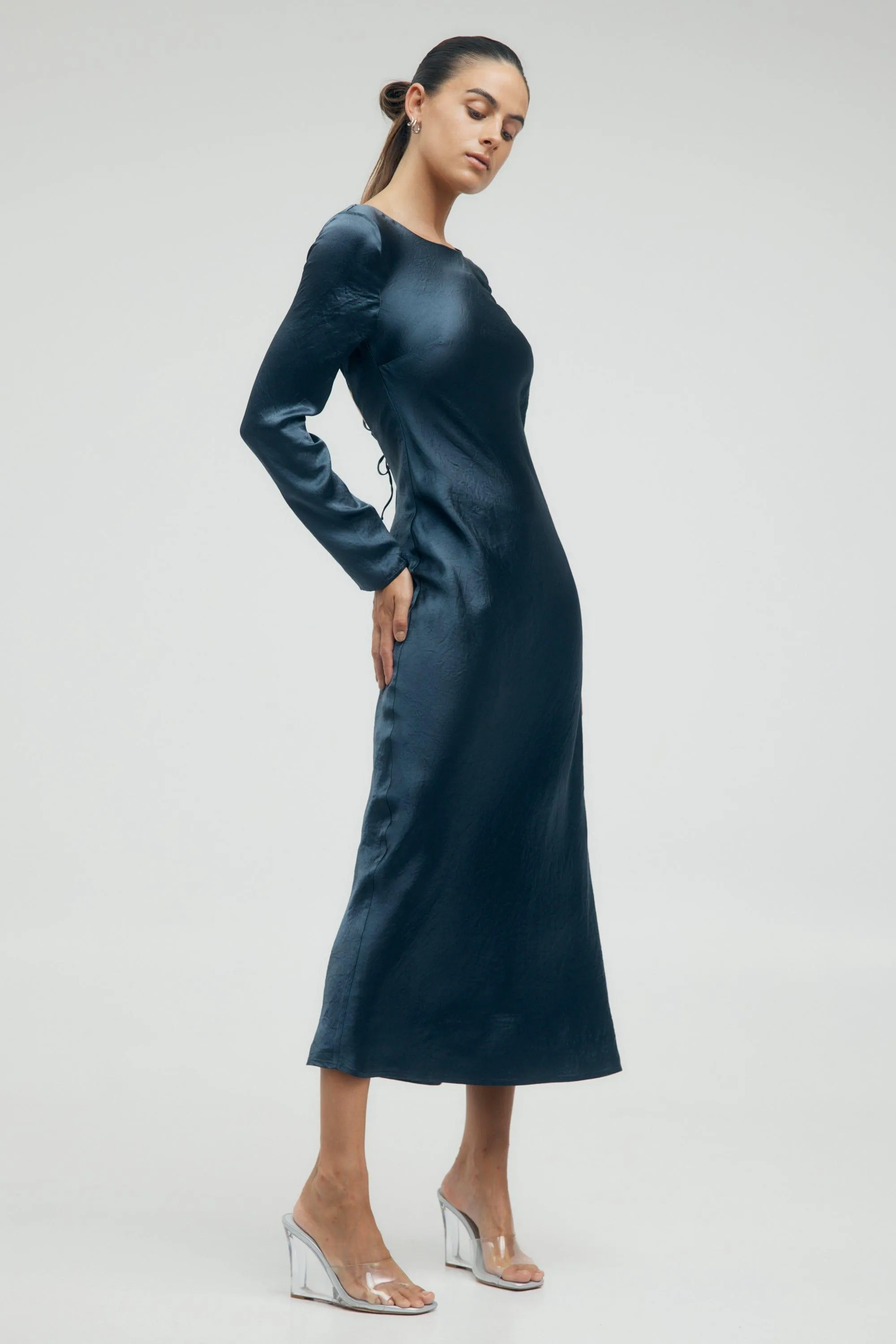 CRUSH TIE BACK MAXI | GUN METAL