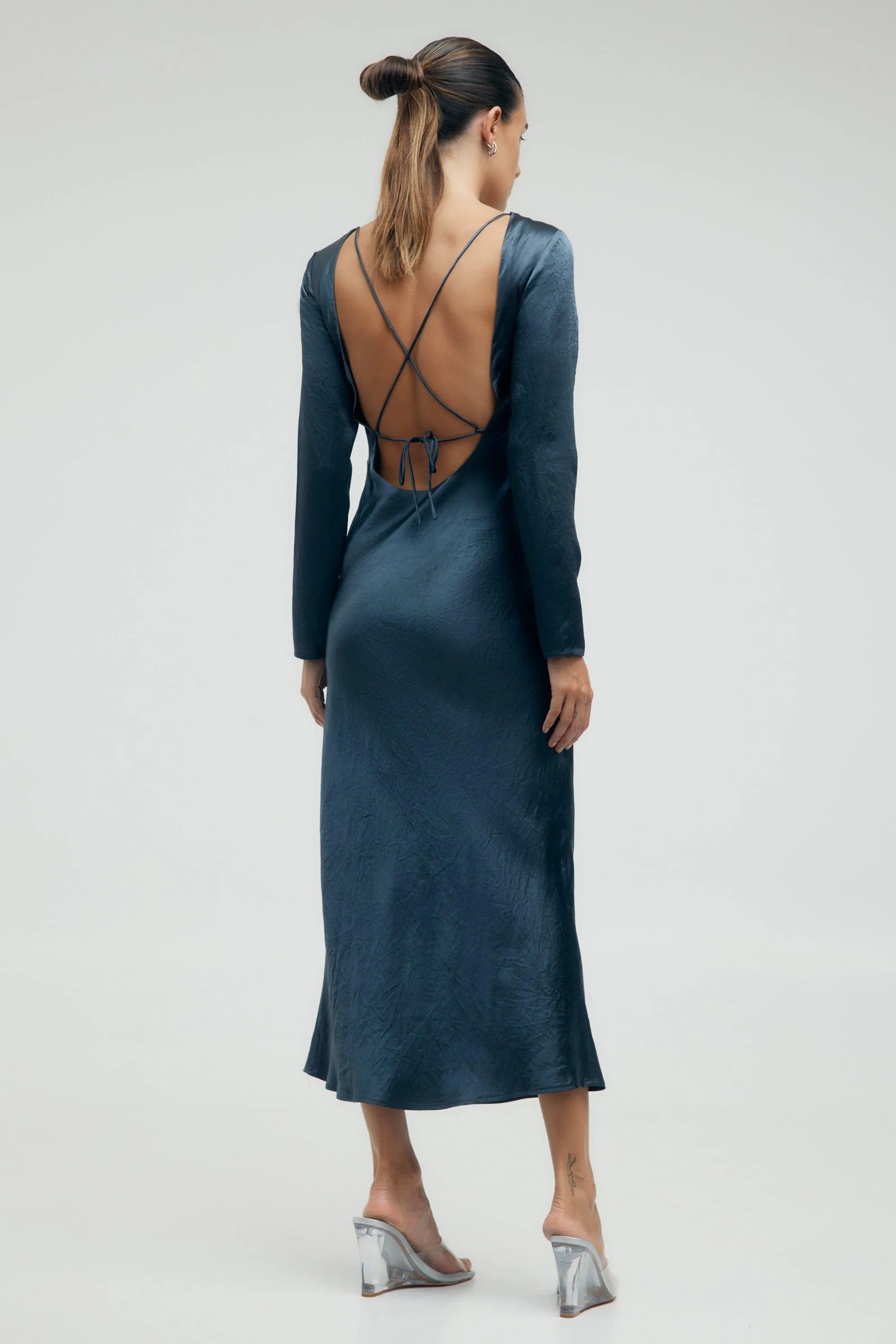 CRUSH TIE BACK MAXI | GUN METAL