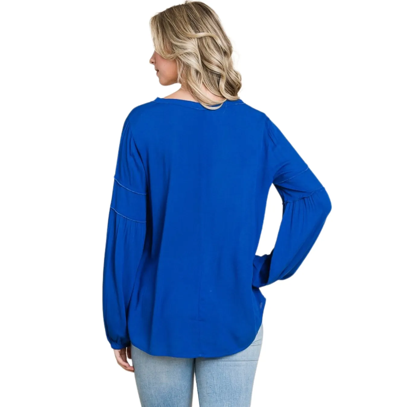 Culture Code Blue Bohemia Blouse Long Sleeve Top CWT1461