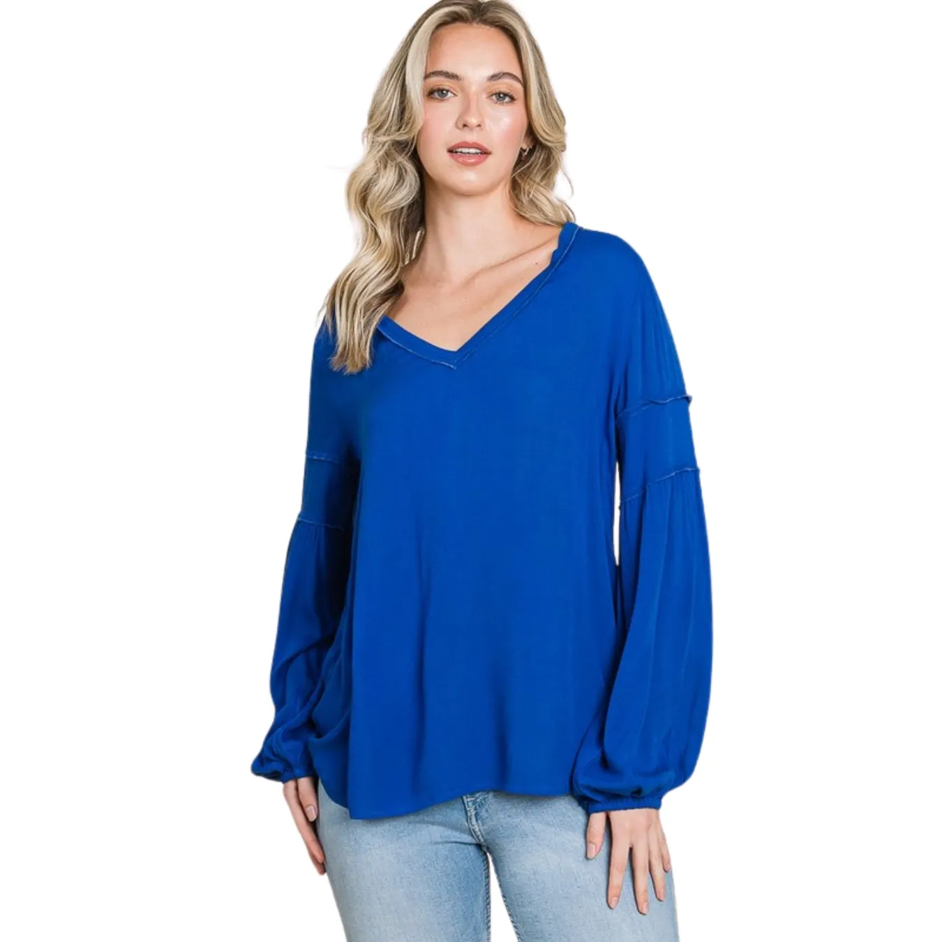 Culture Code Blue Bohemia Blouse Long Sleeve Top CWT1461