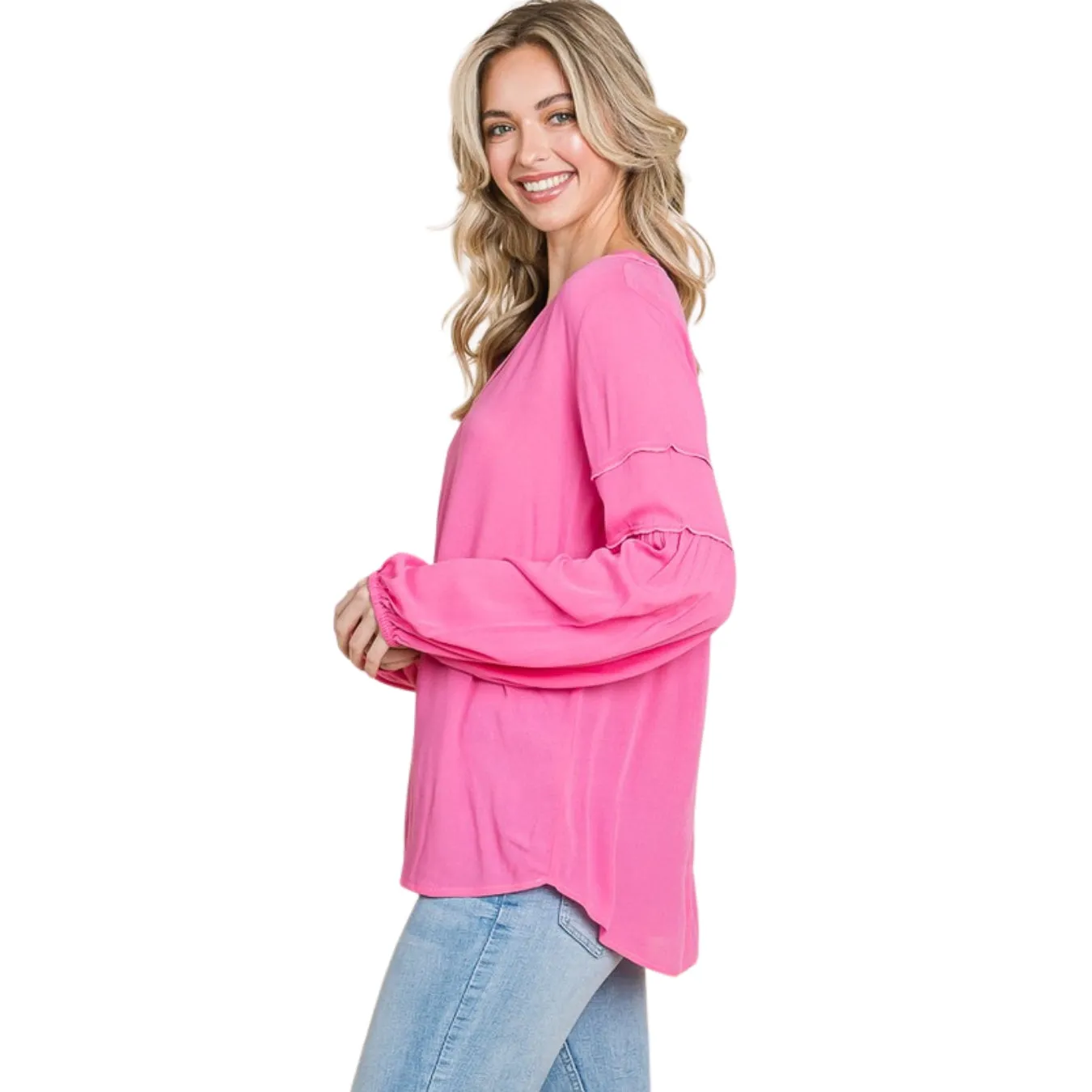 Culture Code Blue Bohemia Blouse Long Sleeve Top CWT1461