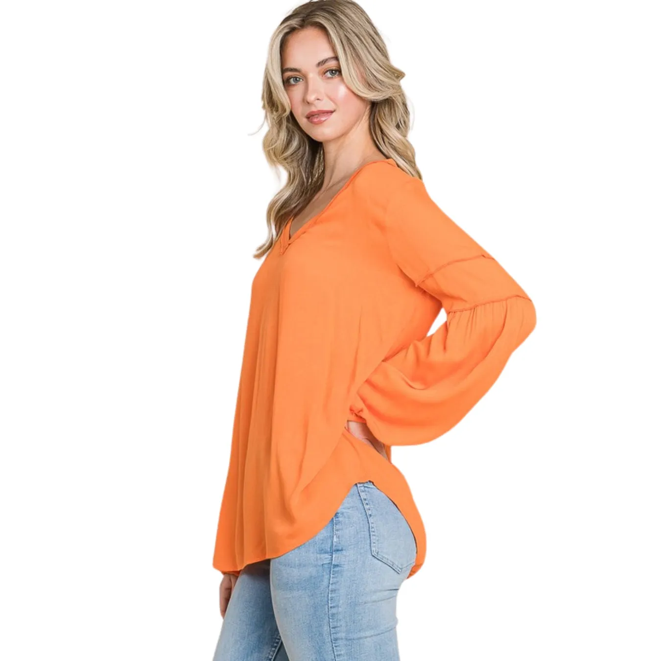 Culture Code Blue Bohemia Blouse Long Sleeve Top CWT1461