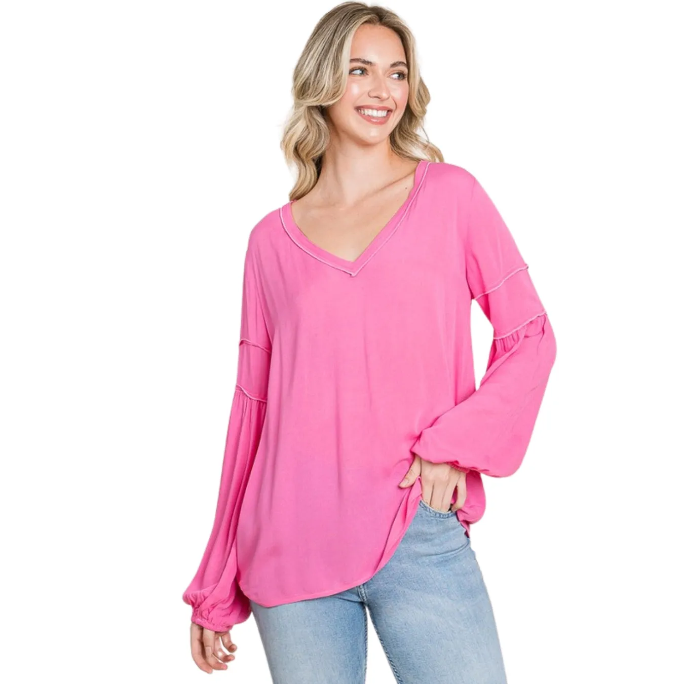 Culture Code Blue Bohemia Blouse Long Sleeve Top CWT1461