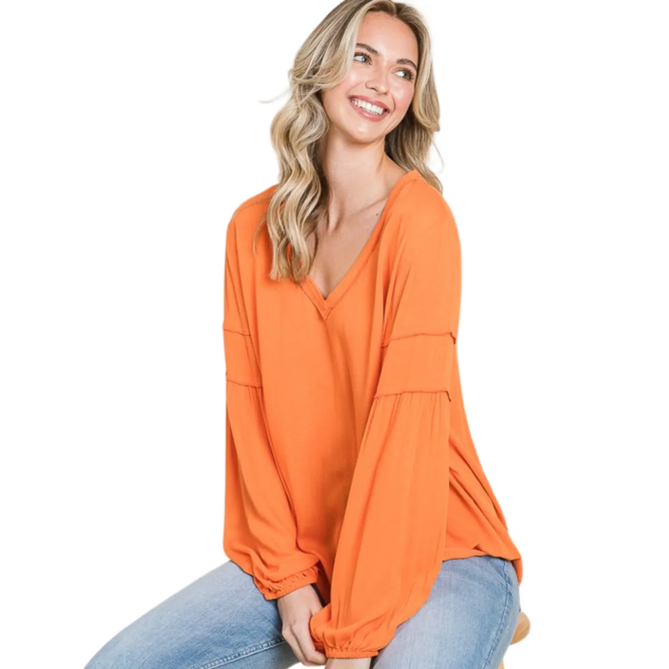Culture Code Blue Bohemia Blouse Long Sleeve Top CWT1461