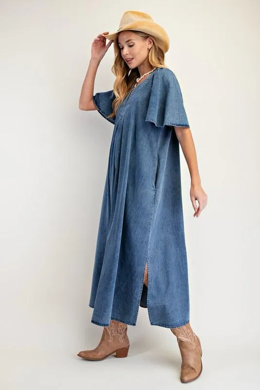 DARK WASHED DENIM MAXI DRESS (Preorder)