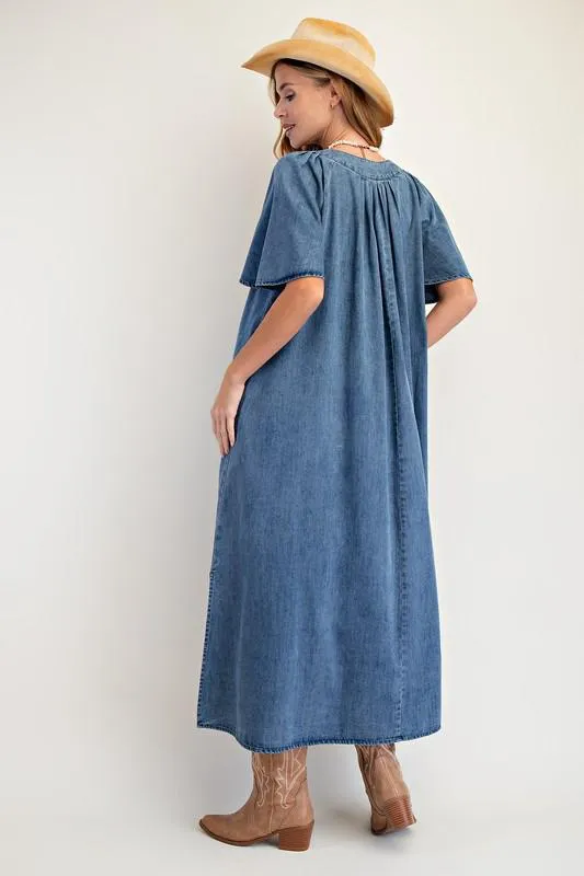 DARK WASHED DENIM MAXI DRESS (Preorder)