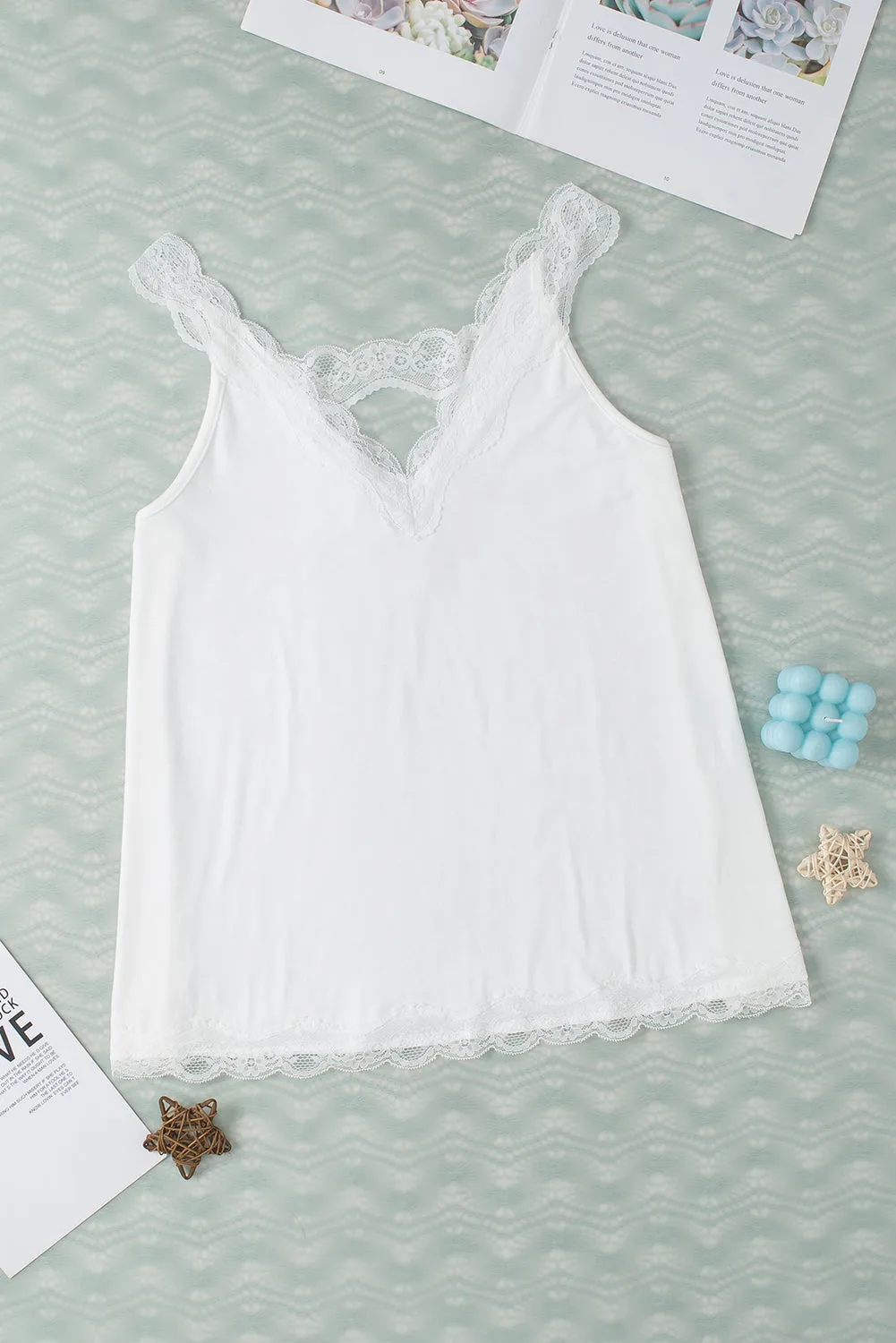 Debby Lace Detail V-Neck Tank