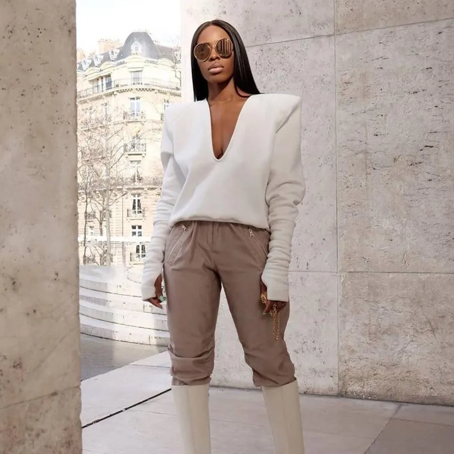 Deep V-neck Sweatshirt