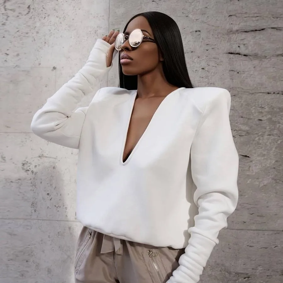 Deep V-neck Sweatshirt