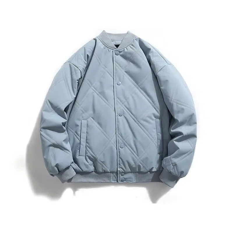 Diamond Checkered Quilted Baseball Jacket