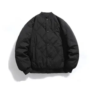 Diamond Checkered Quilted Baseball Jacket