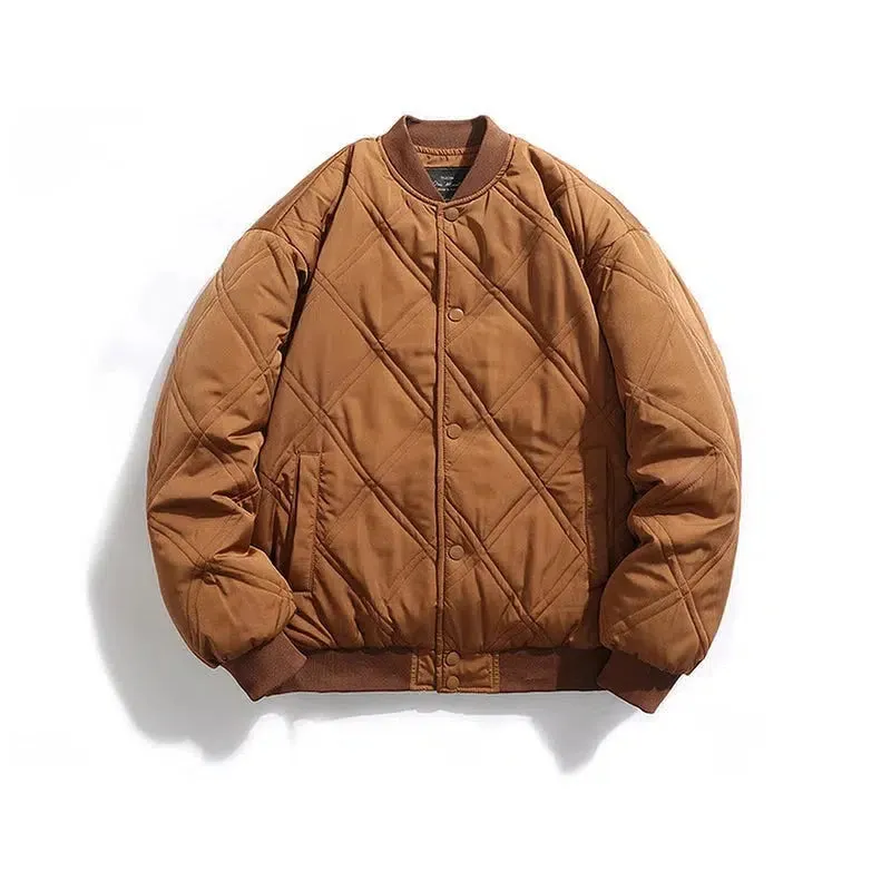 Diamond Checkered Quilted Baseball Jacket