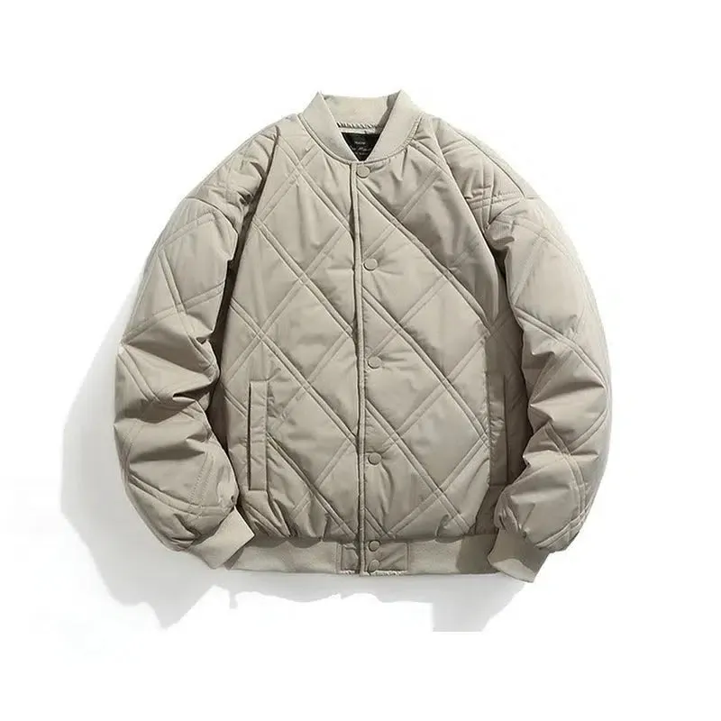 Diamond Checkered Quilted Baseball Jacket
