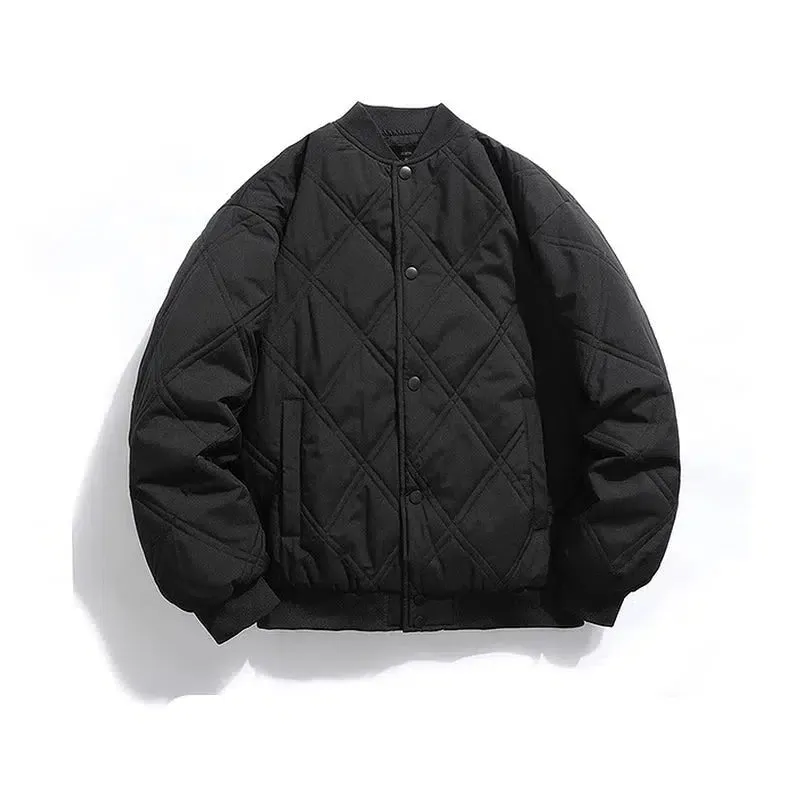 Diamond Checkered Quilted Baseball Jacket