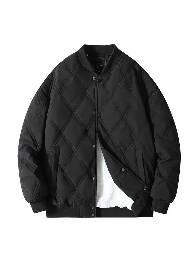 Diamond Checkered Quilted Baseball Jacket