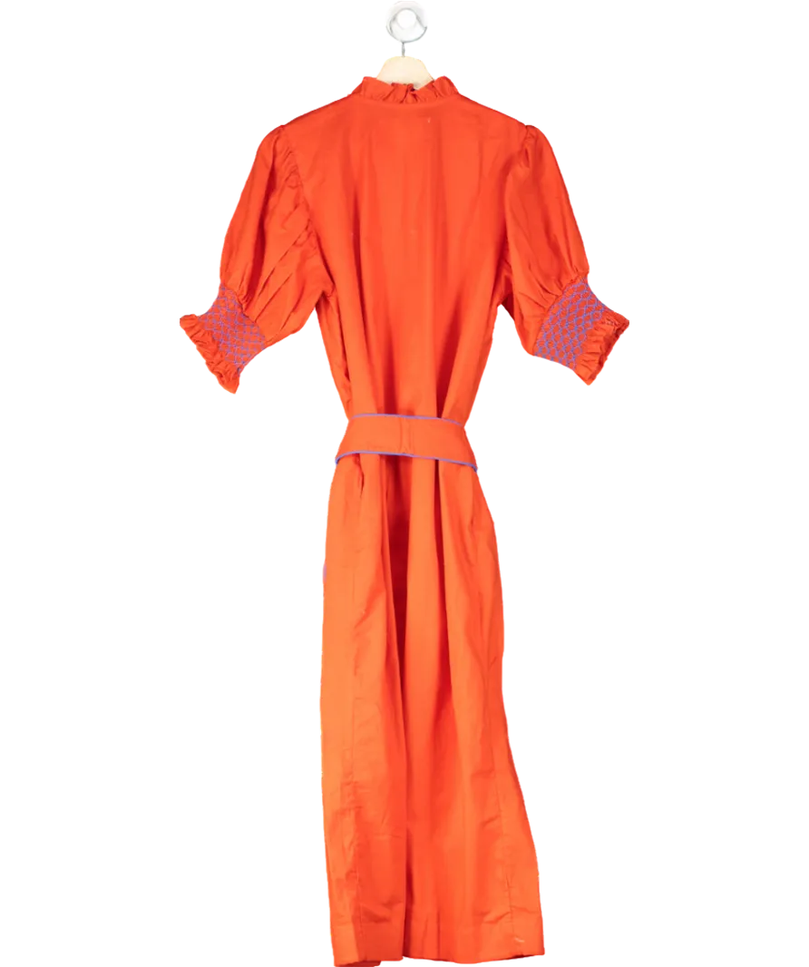 Dondolo Red Red/ Boue Smocked Midi Dress UK S