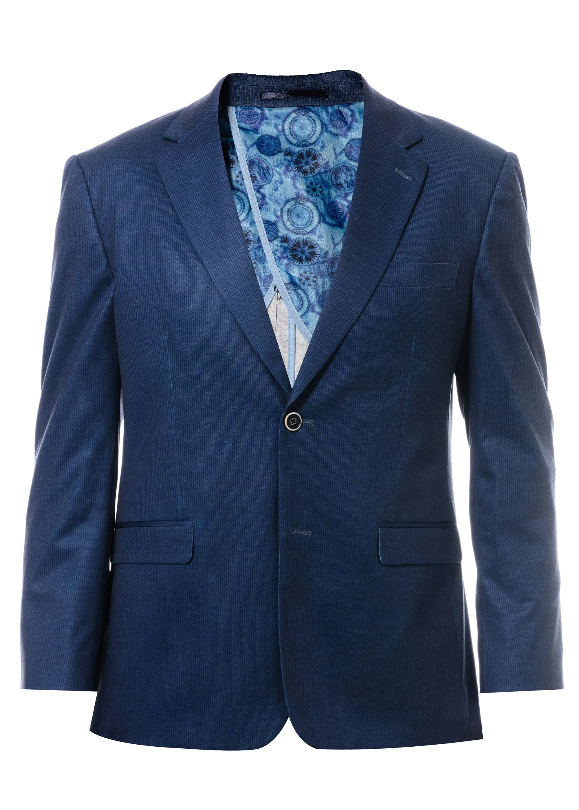 Duchamp Blue Soft Tonal Stripe Stretch Blazer