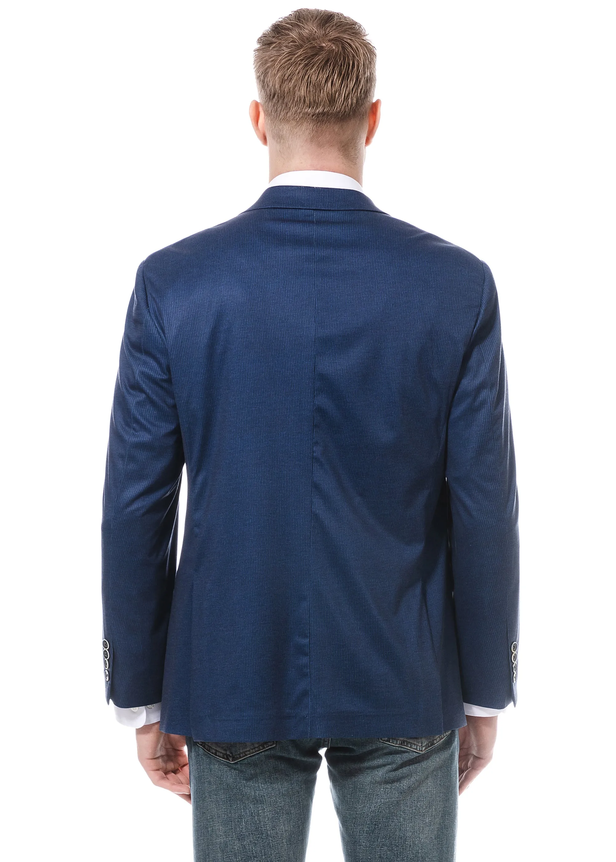 Duchamp Blue Soft Tonal Stripe Stretch Blazer