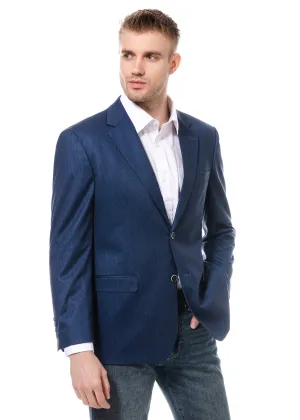 Duchamp Blue Soft Tonal Stripe Stretch Blazer