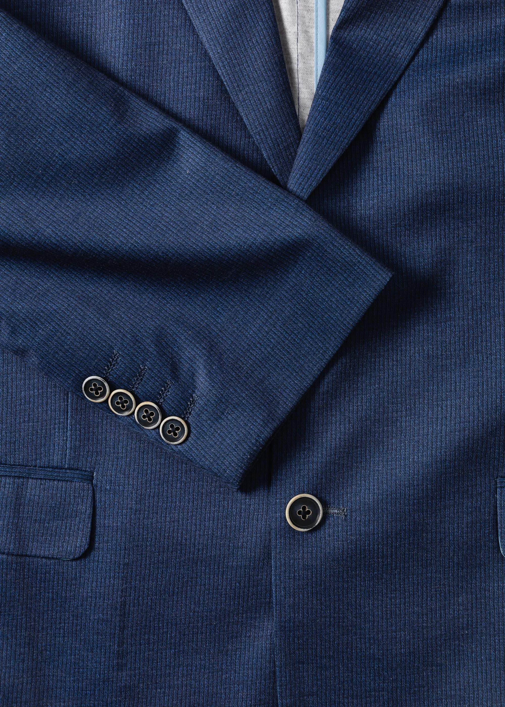 Duchamp Blue Soft Tonal Stripe Stretch Blazer
