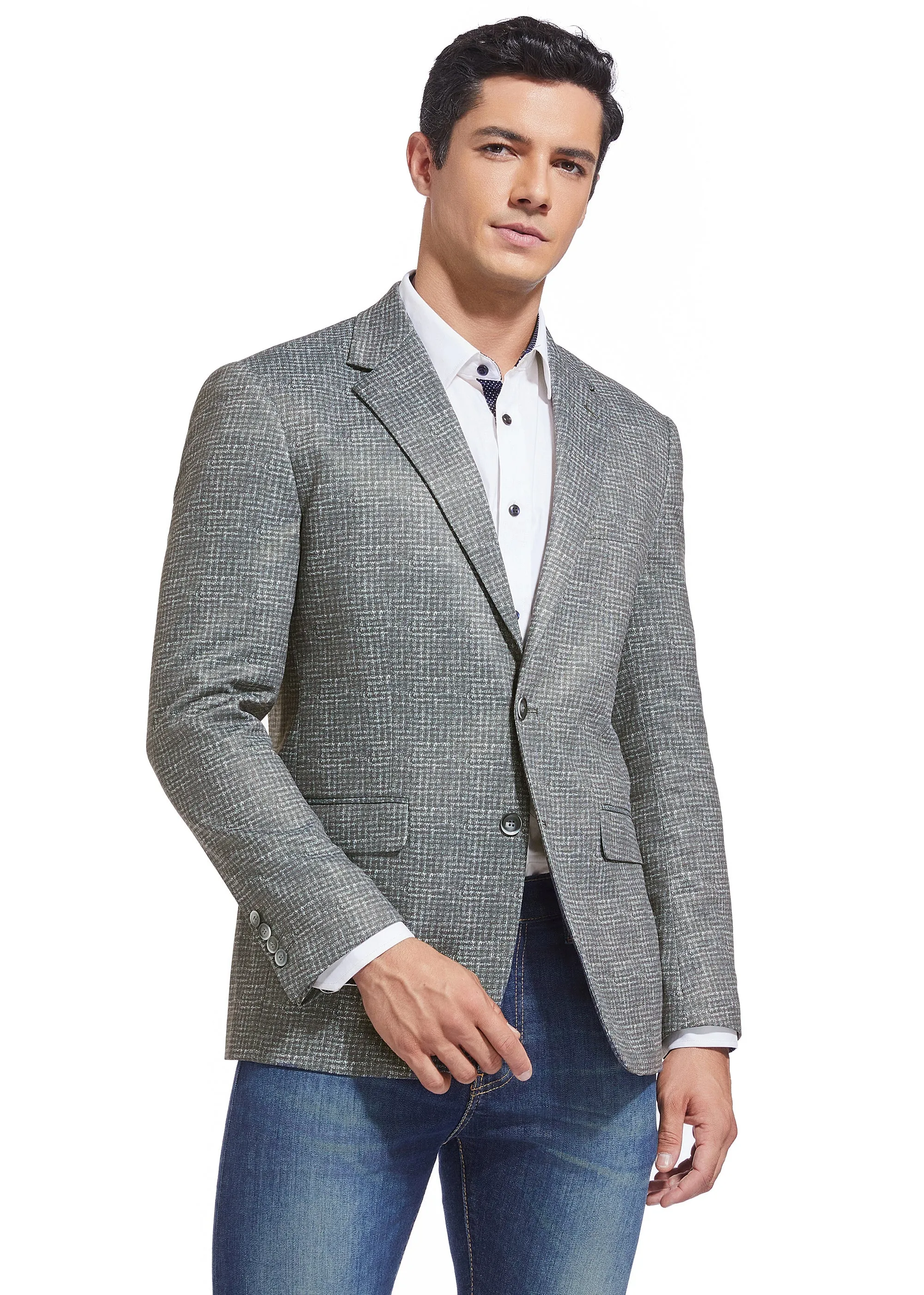 DUCHAMP CROSSHATCH PLAID KNIT SPORTCOAT