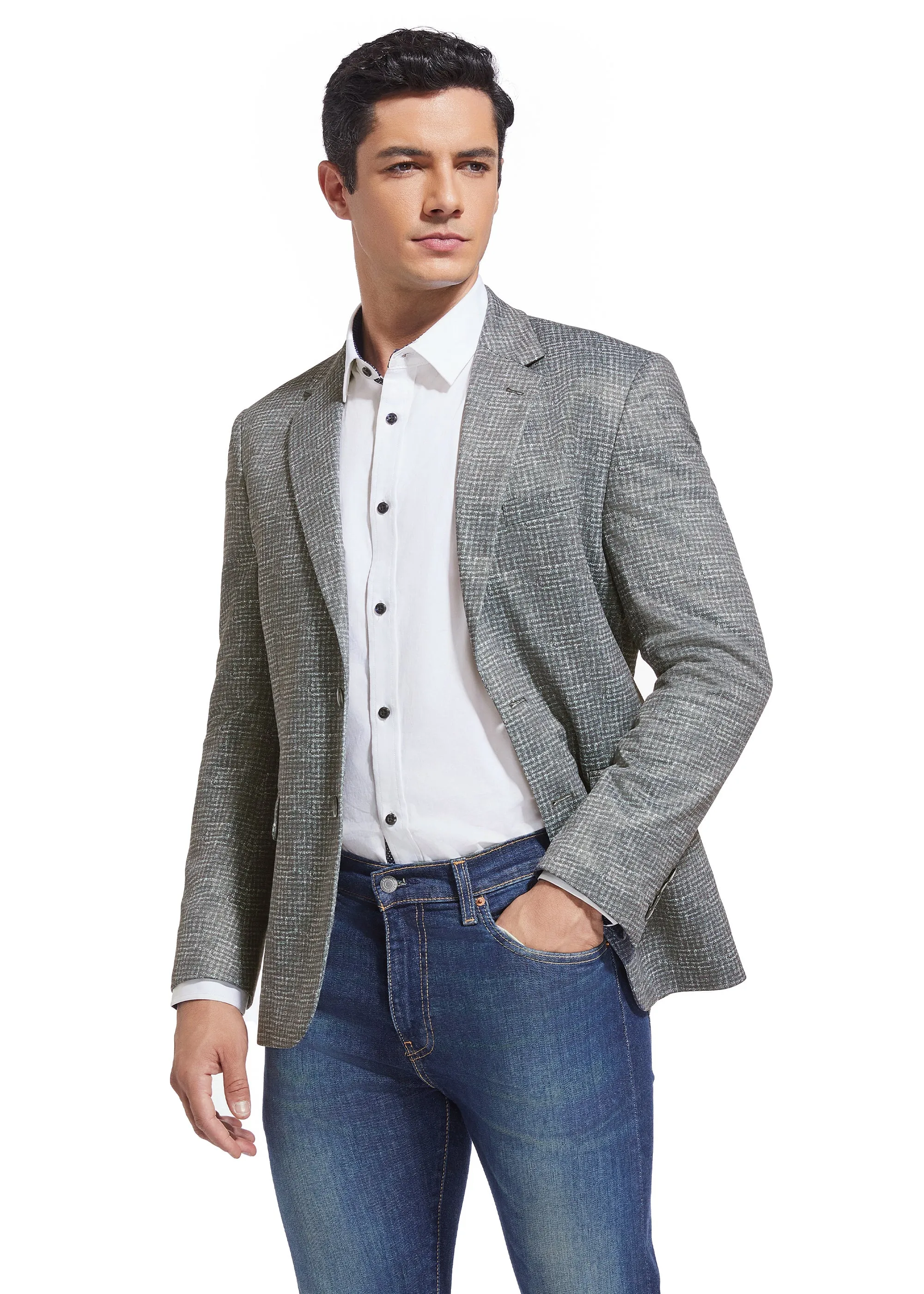 DUCHAMP CROSSHATCH PLAID KNIT SPORTCOAT
