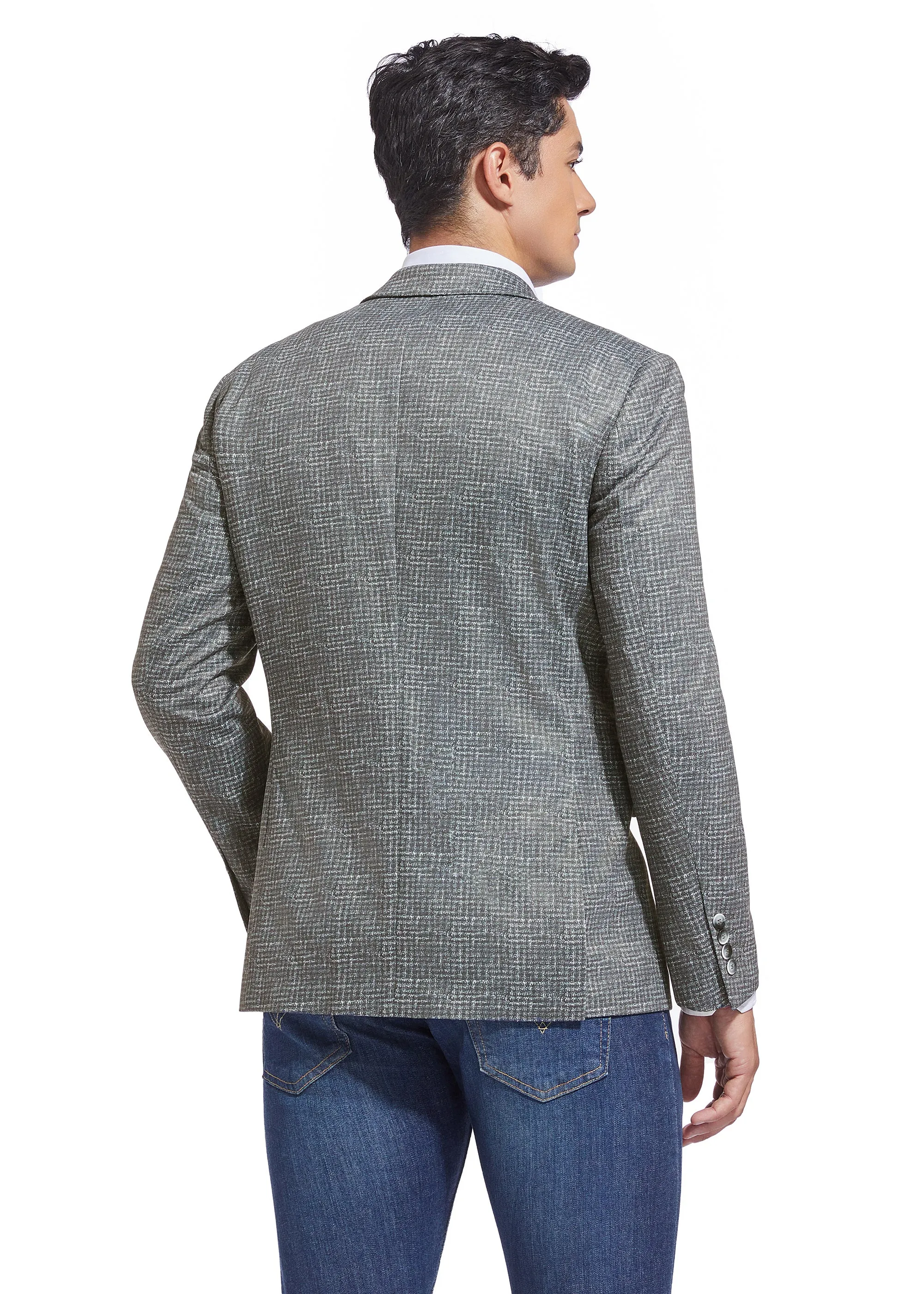 DUCHAMP CROSSHATCH PLAID KNIT SPORTCOAT