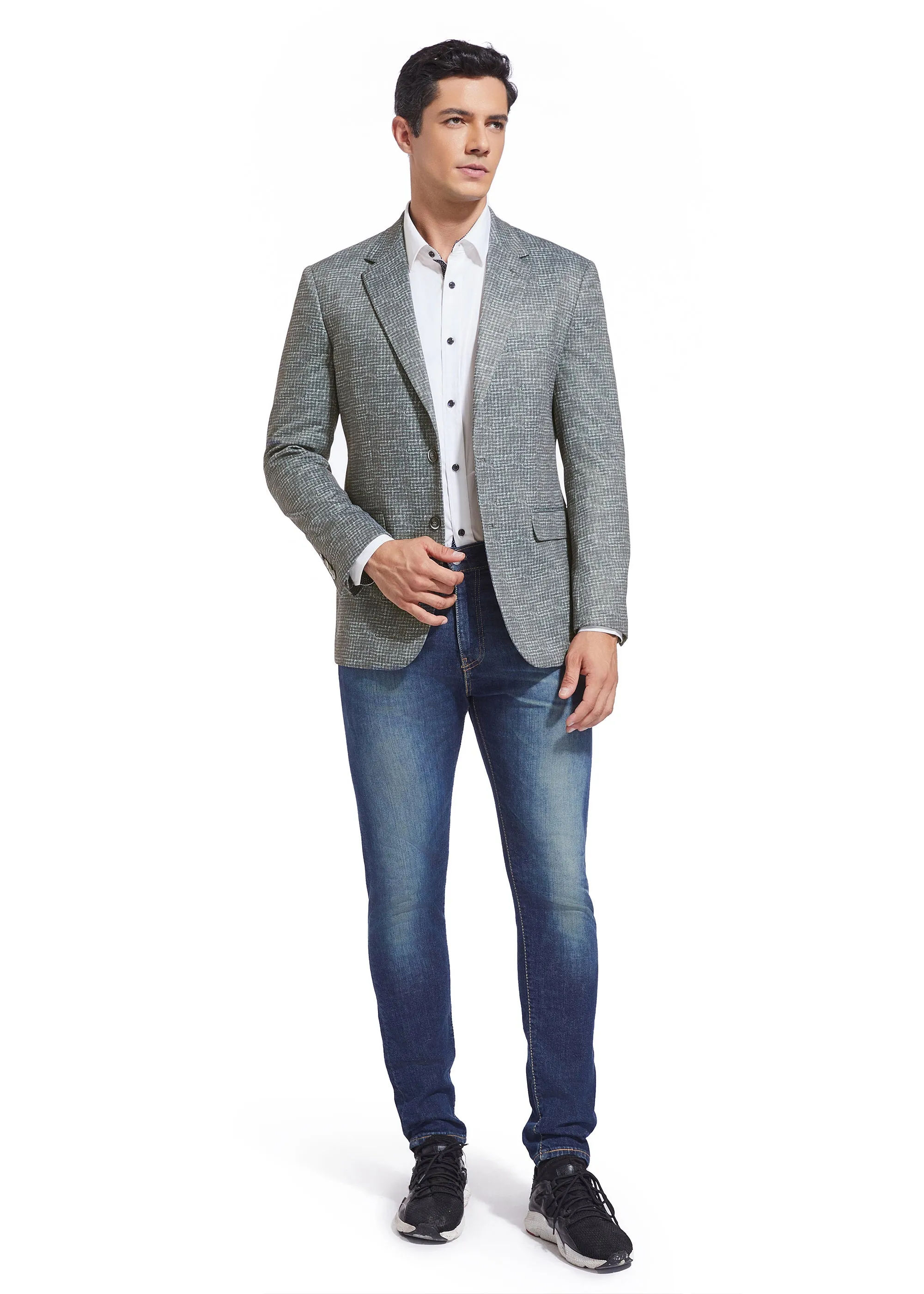 DUCHAMP CROSSHATCH PLAID KNIT SPORTCOAT
